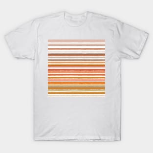 Autumnal earth tones textured stripes T-Shirt